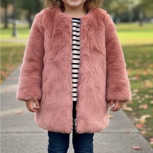 GAP Kids Faux Fur Jacket - Soft Pink